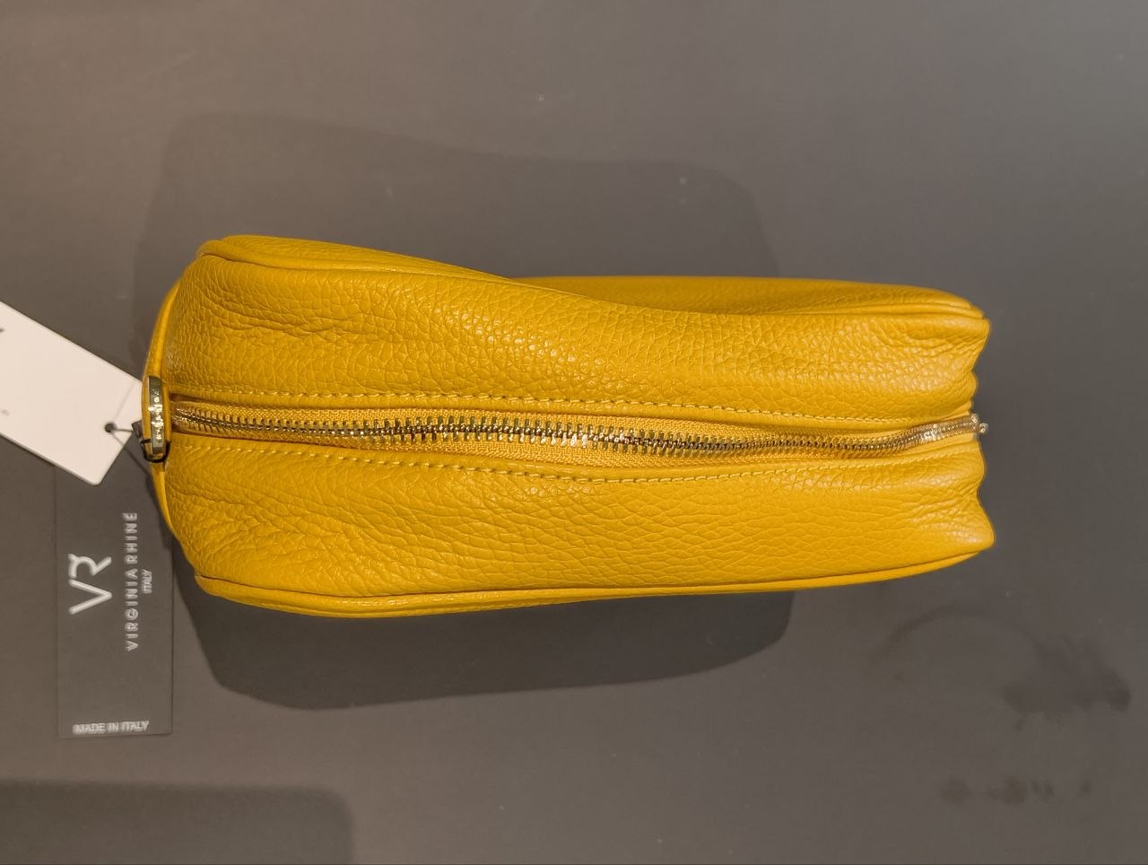 Borsa a Tracolla in Dollaro Leather Giallo Scuro