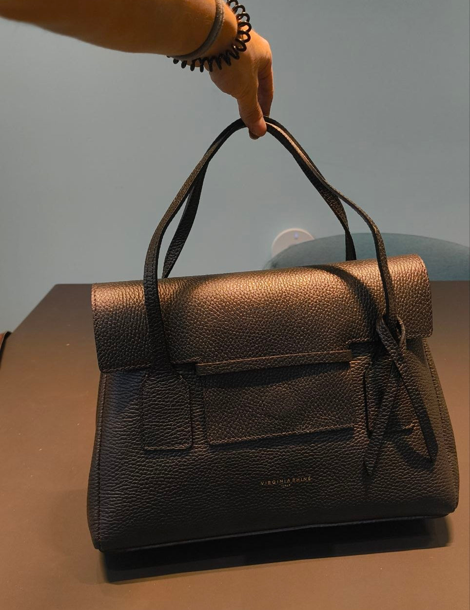 Borsa a Mano in Vera Pelle Nero