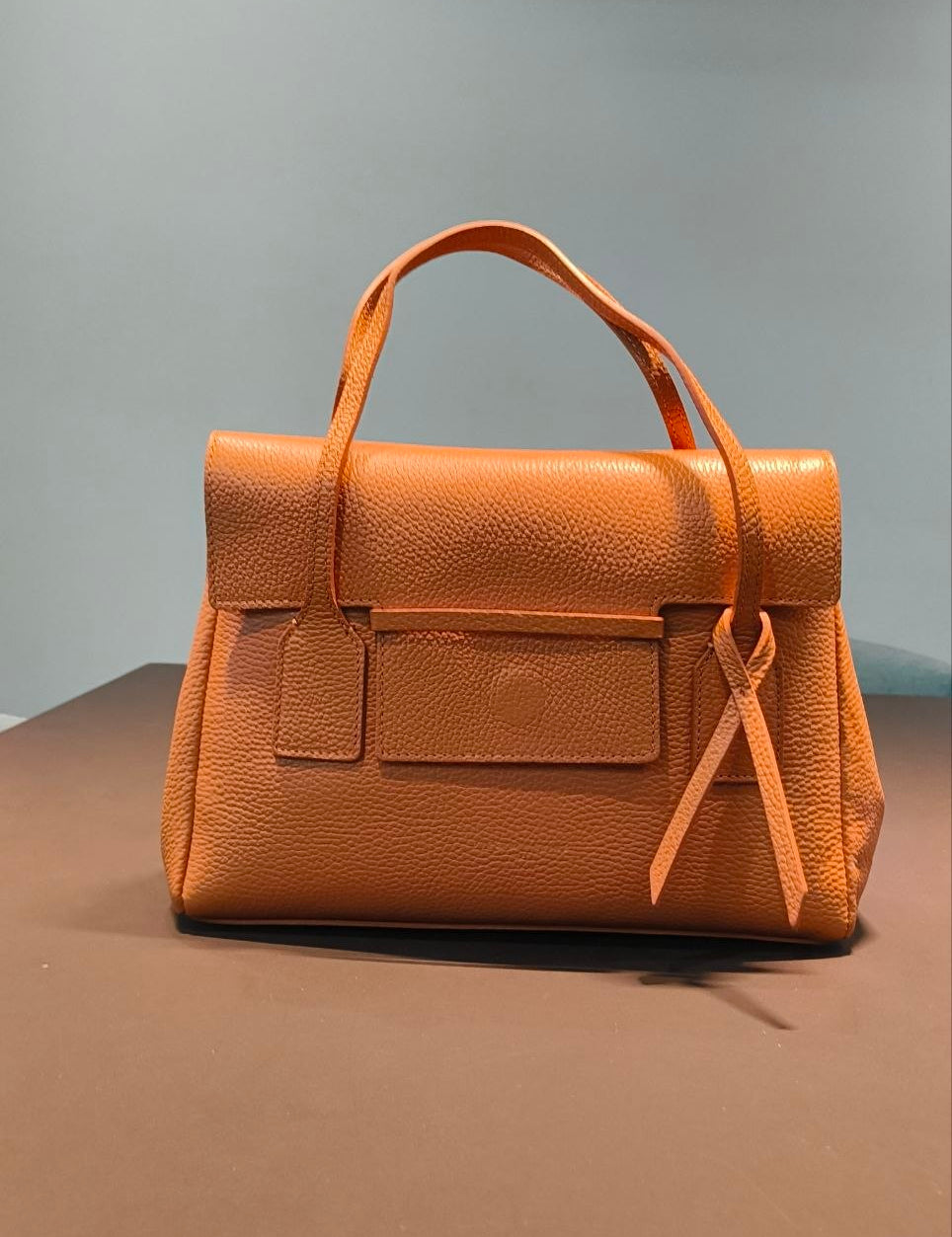 Borsa a Mano in Vera Pelle Cognac