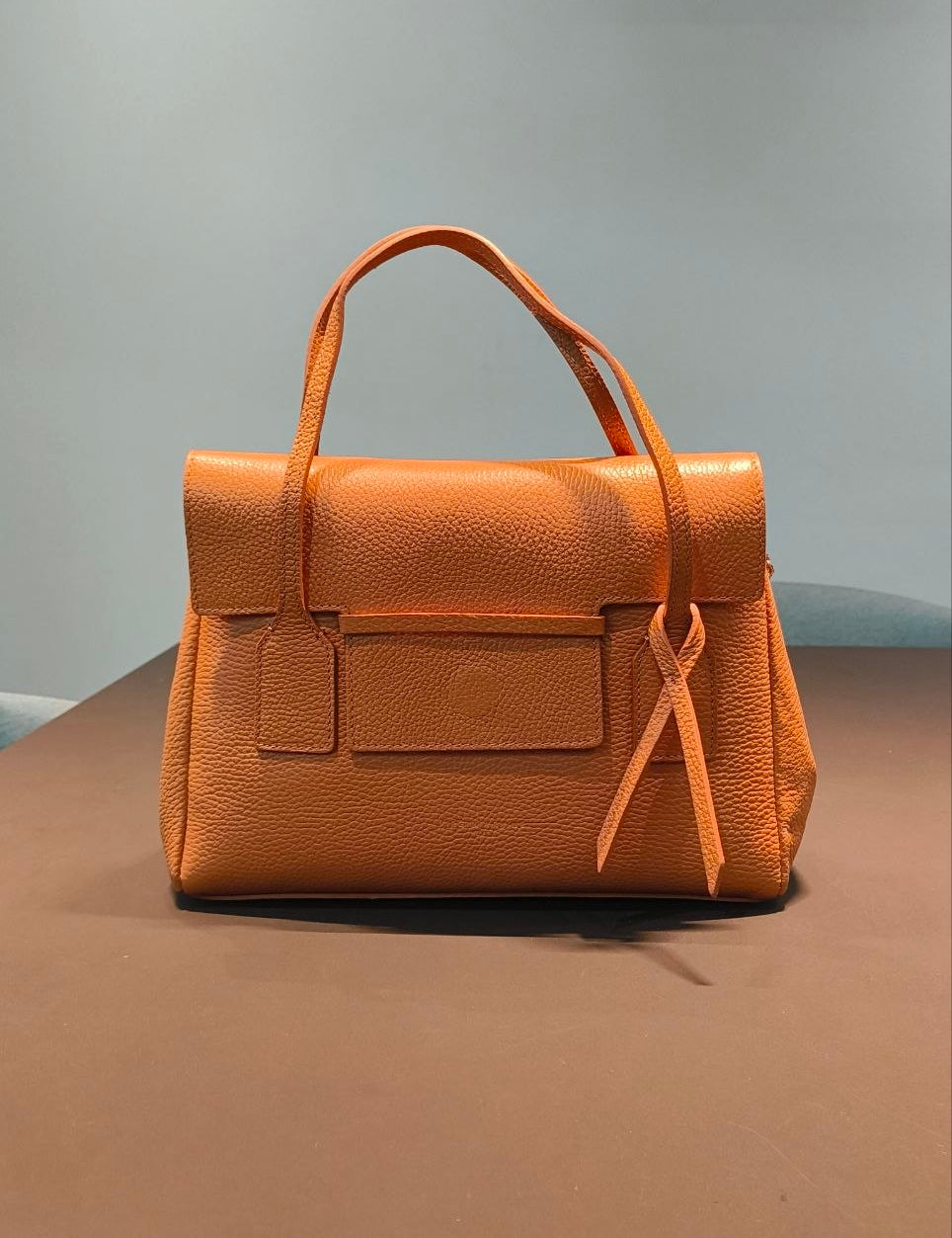 Borsa a Mano in Vera Pelle Cognac