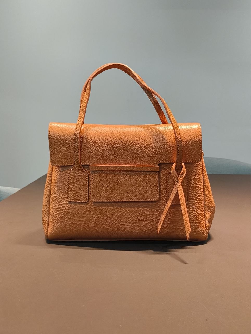 Borsa a Mano in Vera Pelle Cognac