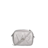 Borsa a Tracolla in Genuine Printed Suede Leather Argento