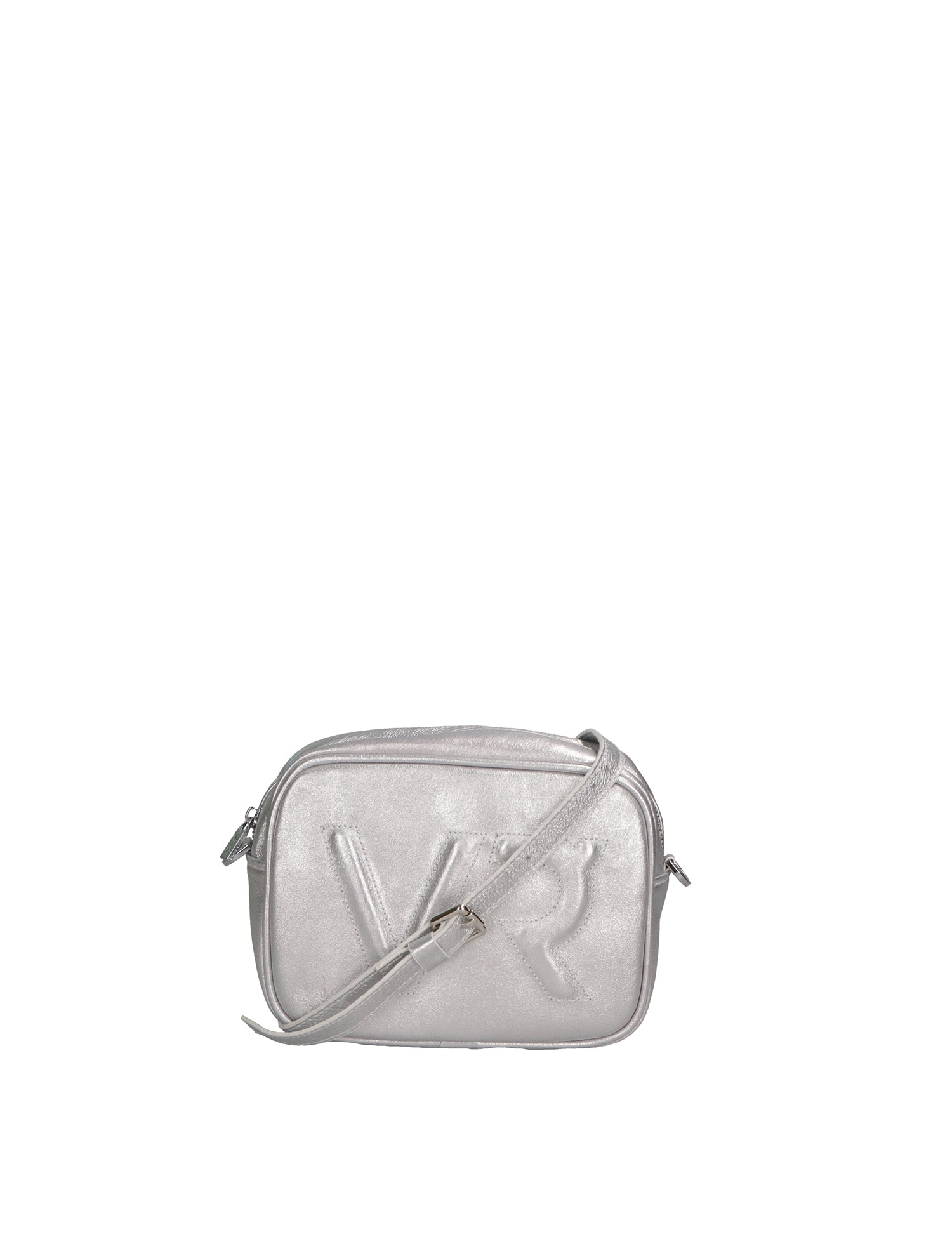 Borsa a Tracolla in Genuine Printed Suede Leather Argento