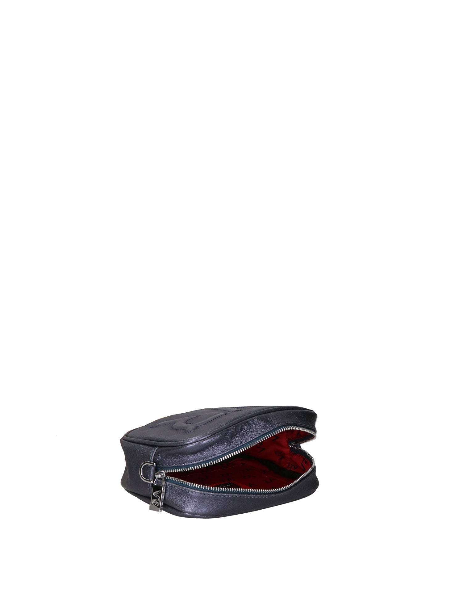Borsa a Tracolla in Genuine Printed Suede Leather Blu