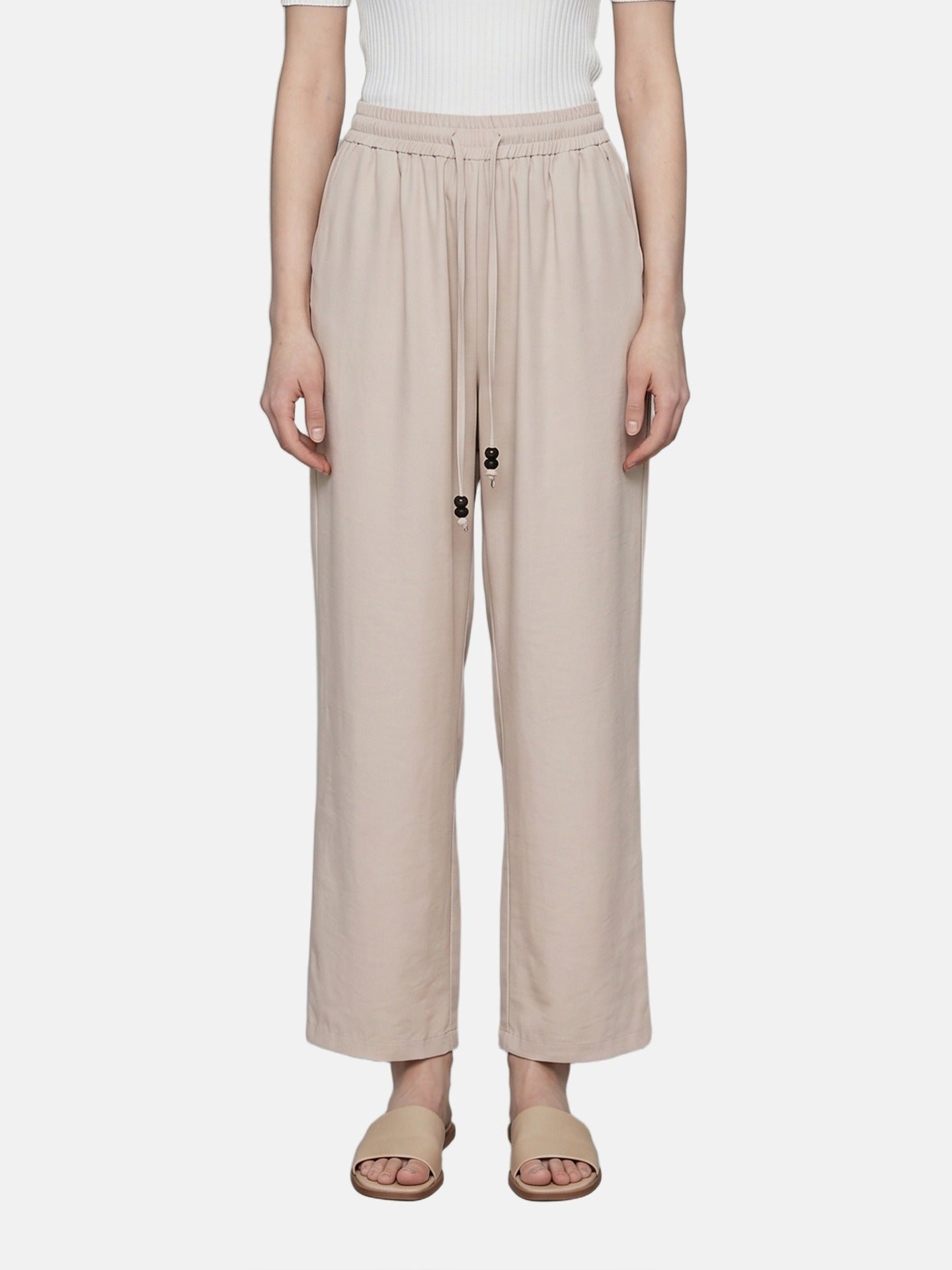 Pantaloni in Cotone Beige