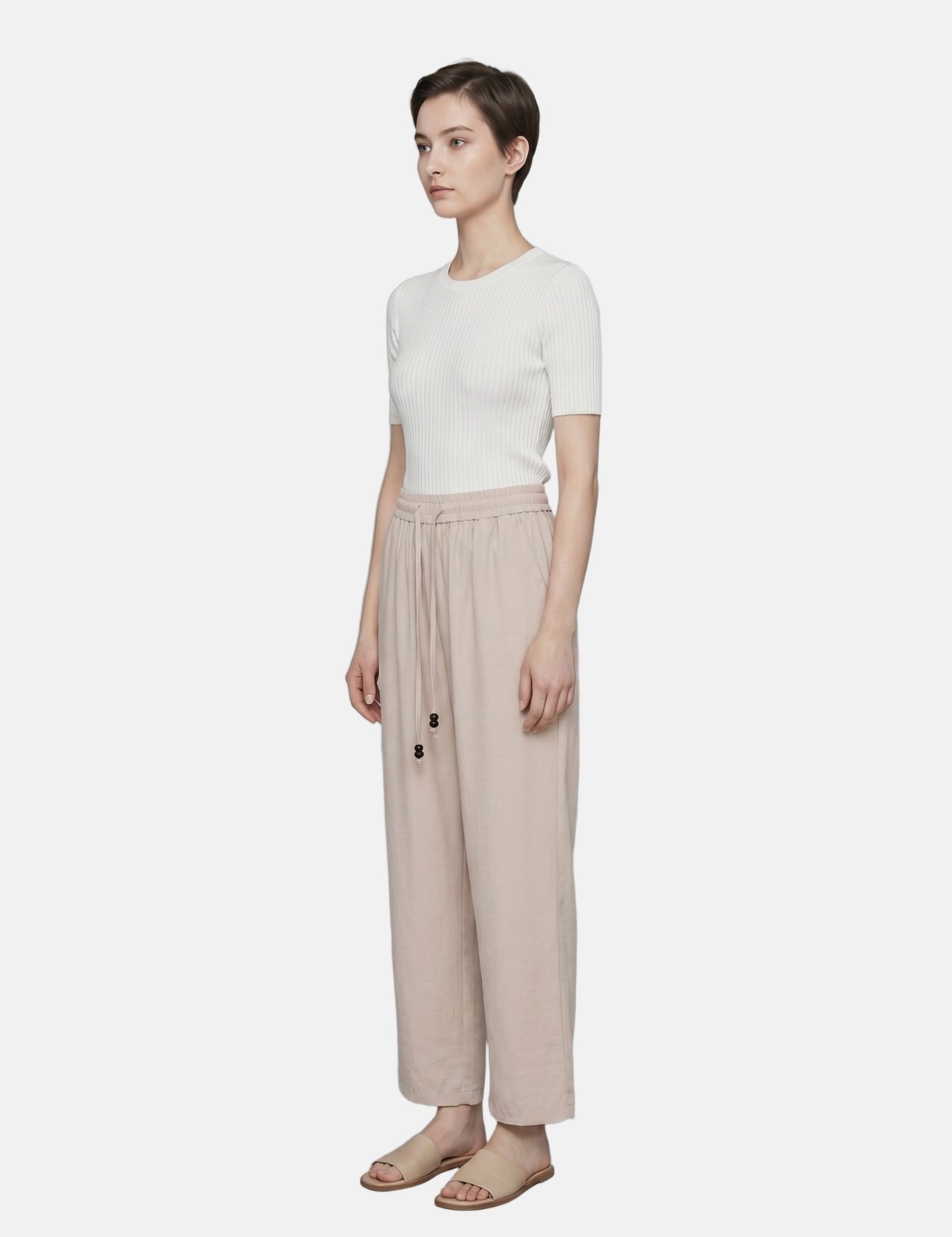 Pantaloni in Cotone Beige