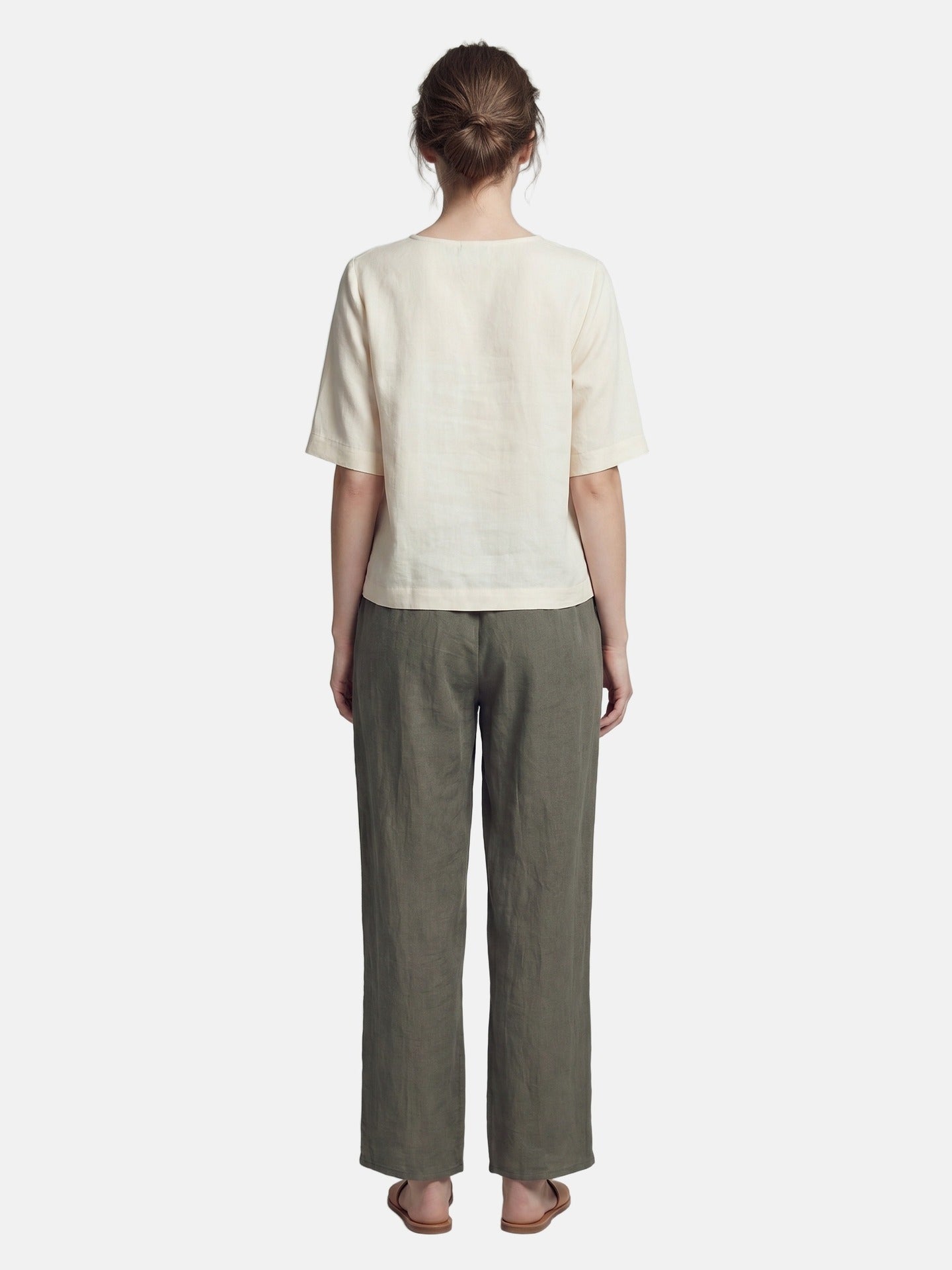 Pantaloni in Viscosa Verde Militare