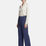 Pantaloni in Viscosa Blu Scuro