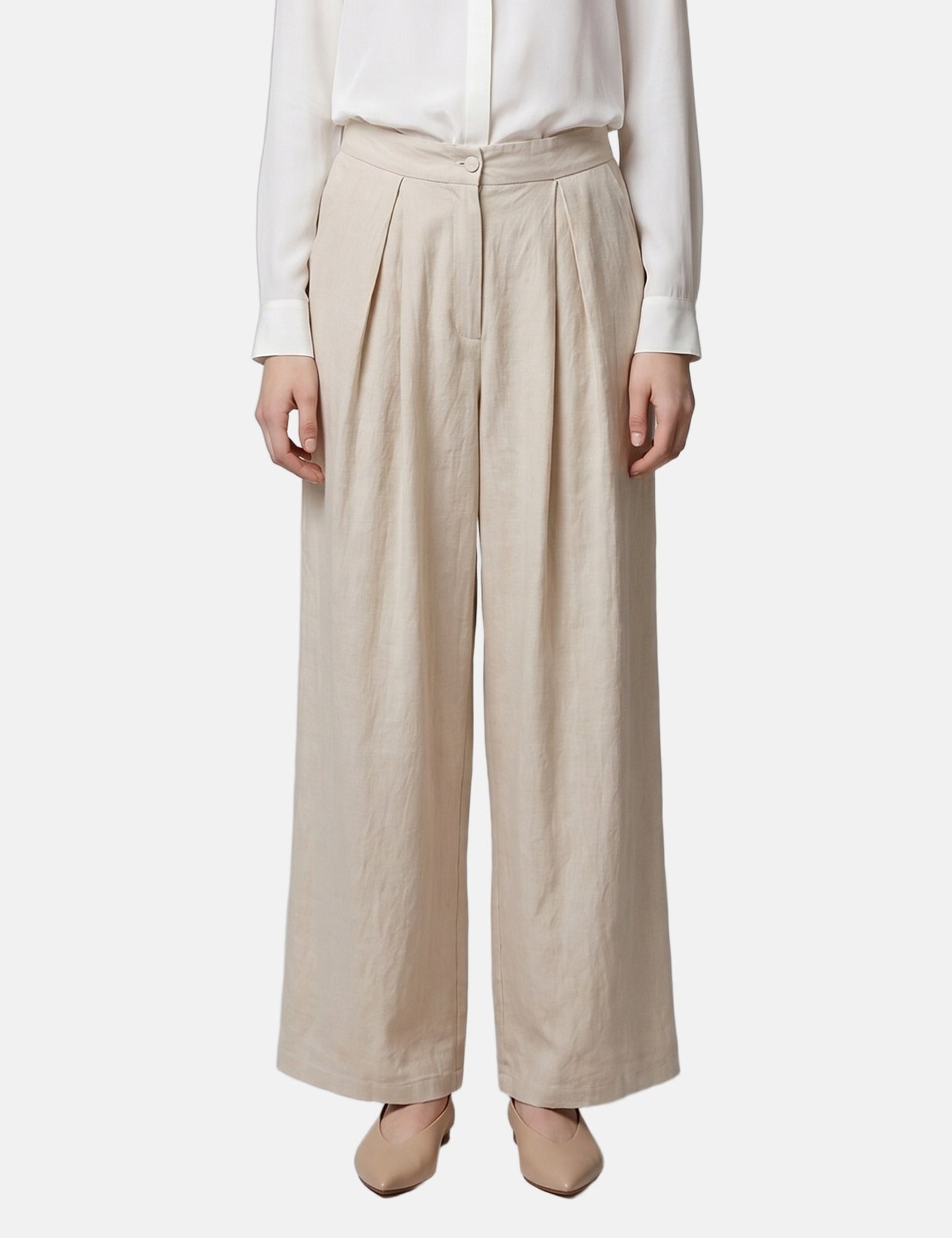 Pantaloni in Viscosa Beige
