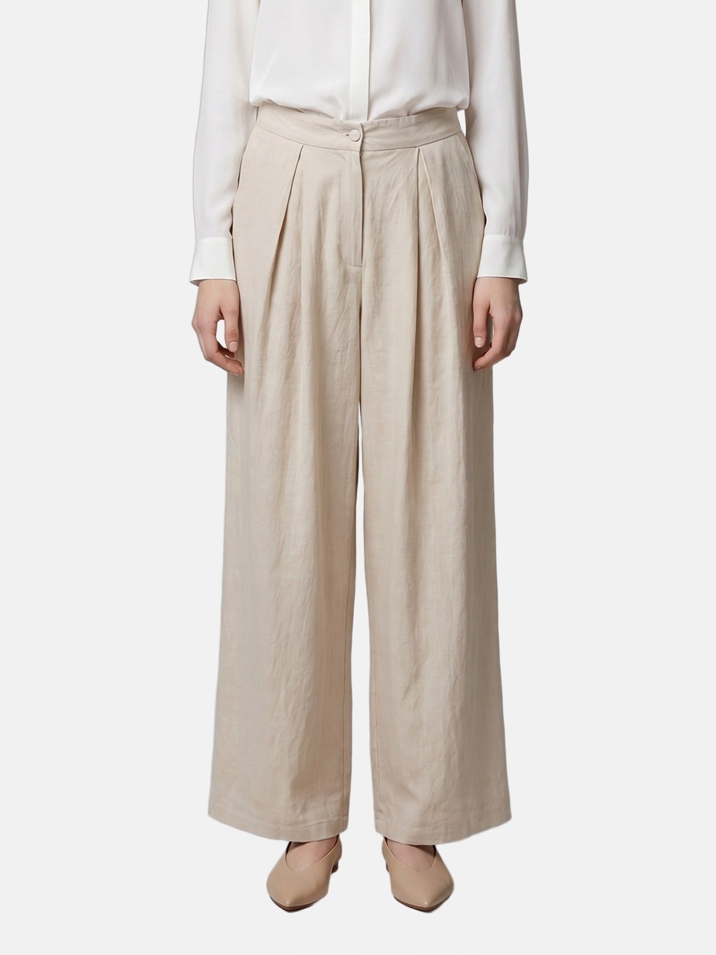 Pantaloni in Viscosa Beige