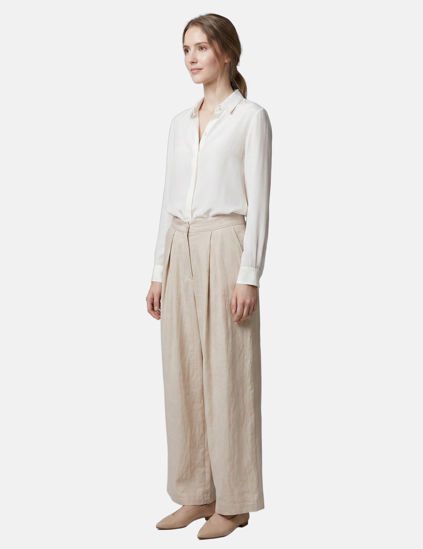 Pantaloni in Viscosa Beige