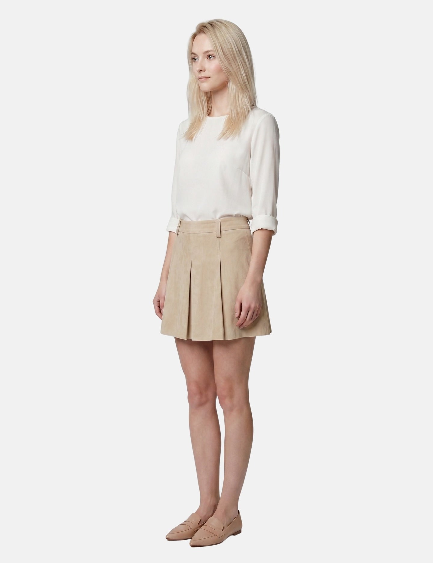 Gonna in Poliestere Beige