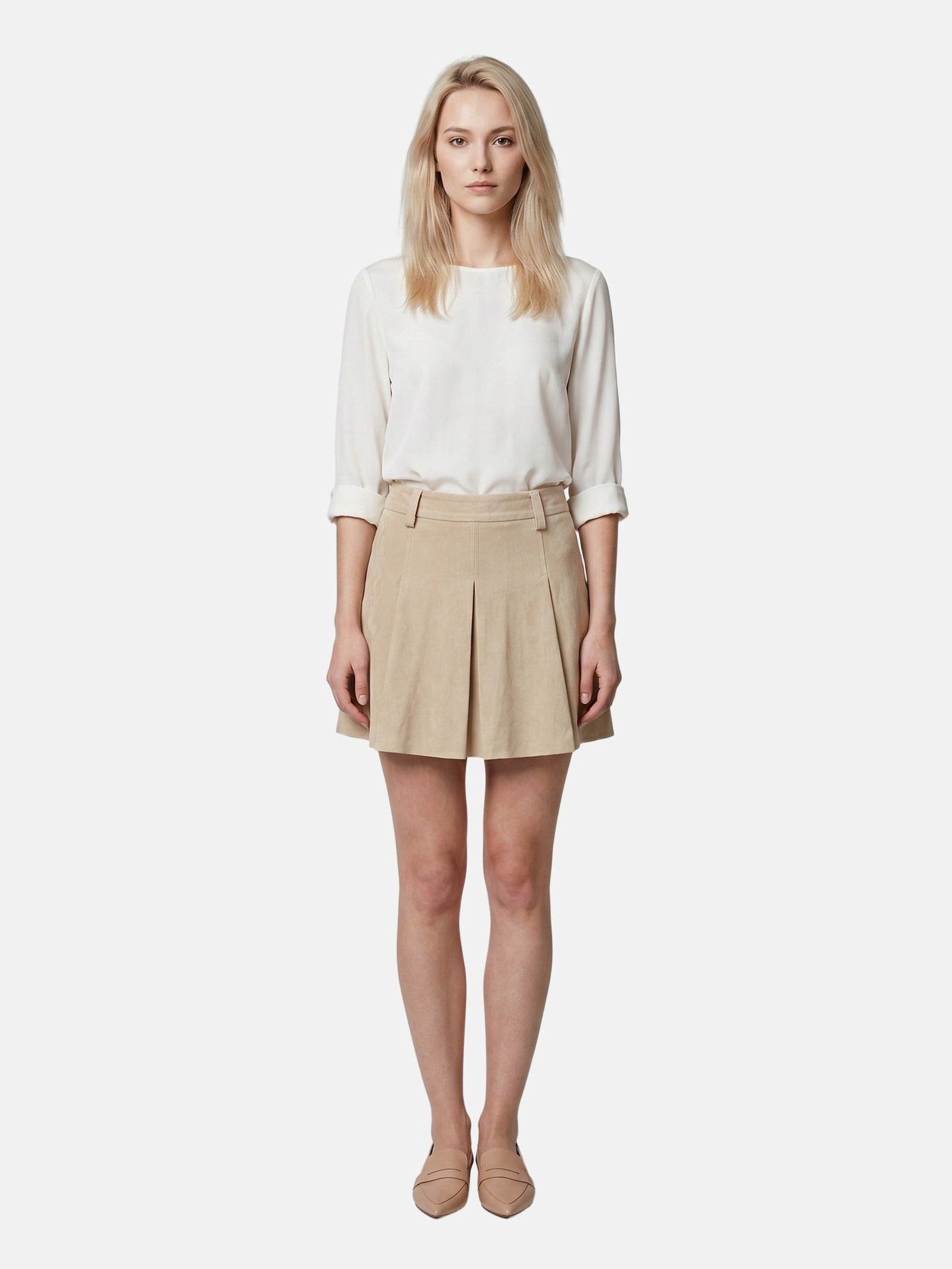 Gonna in Poliestere Beige