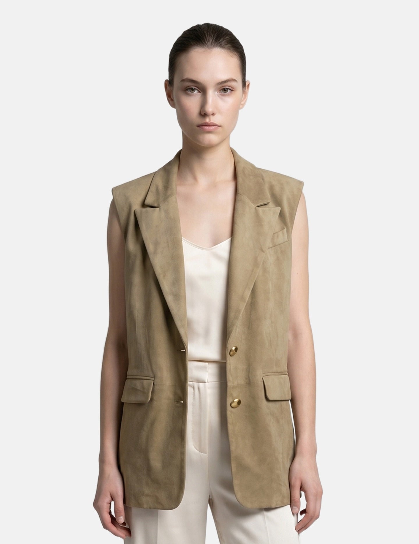 Gilet in Poliestere Cammello