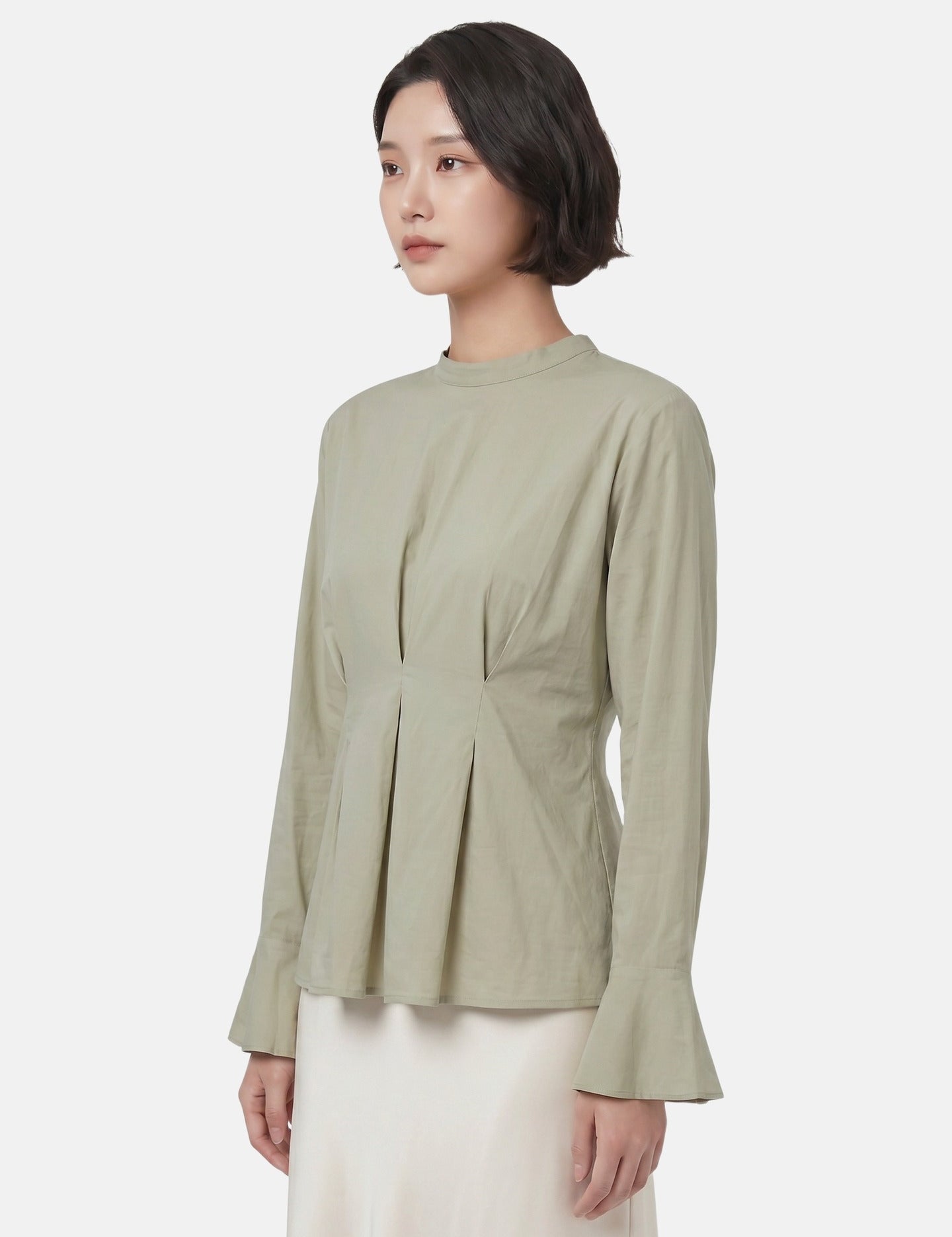 Blusa in 70% Viscosa 30% Tencel Verde Militare