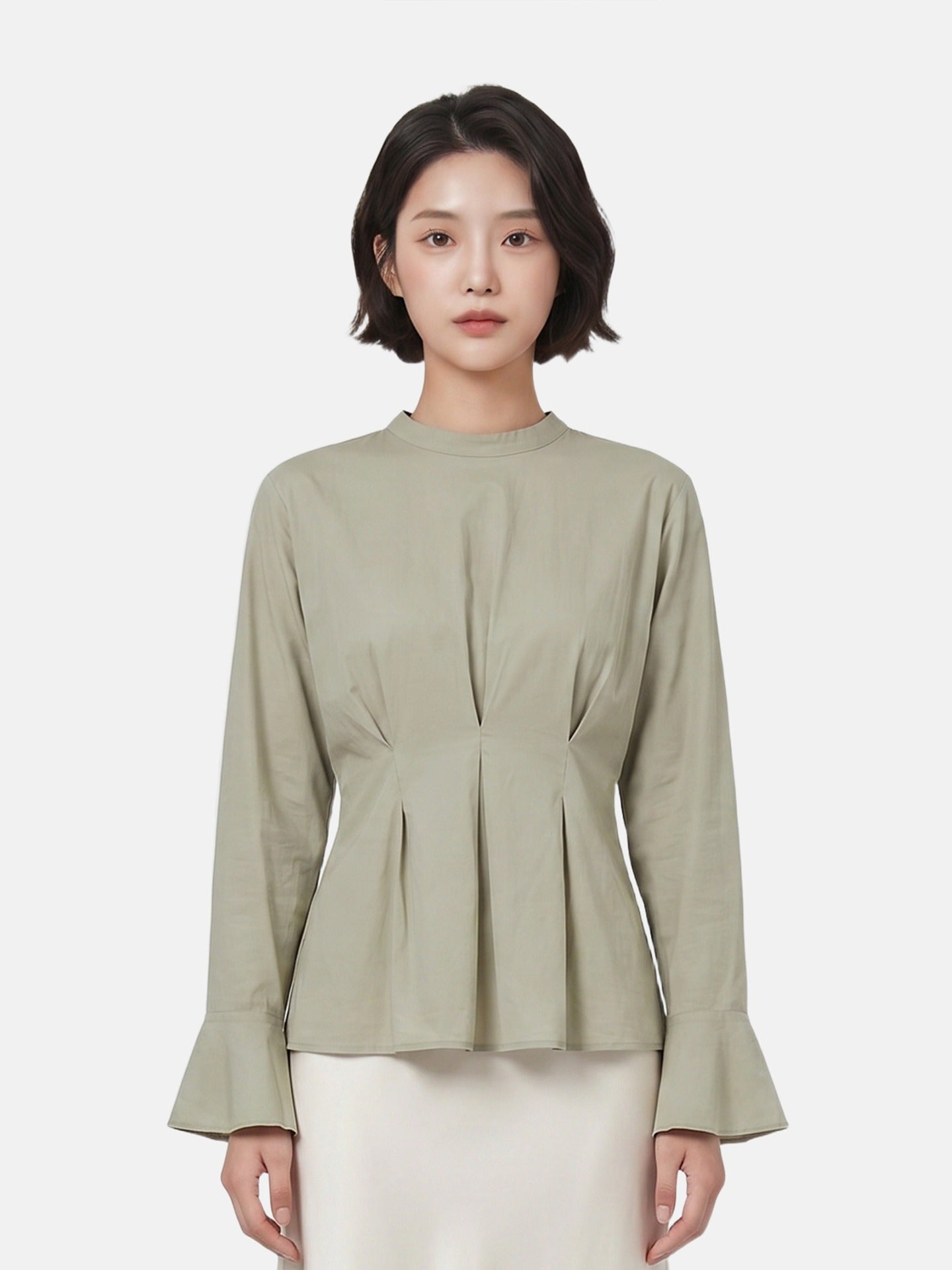 Blusa in 70% Viscosa 30% Tencel Verde Militare