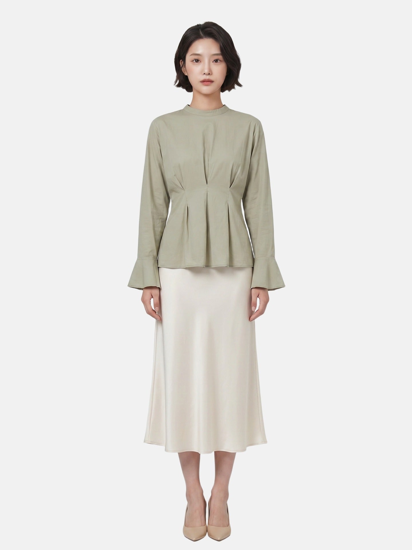 Blusa in 70% Viscosa 30% Tencel Verde Militare