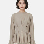 Blusa in 70% Viscosa 30% Tencel Beige Scuro