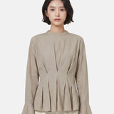 Blusa in 70% Viscosa 30% Tencel Beige Scuro