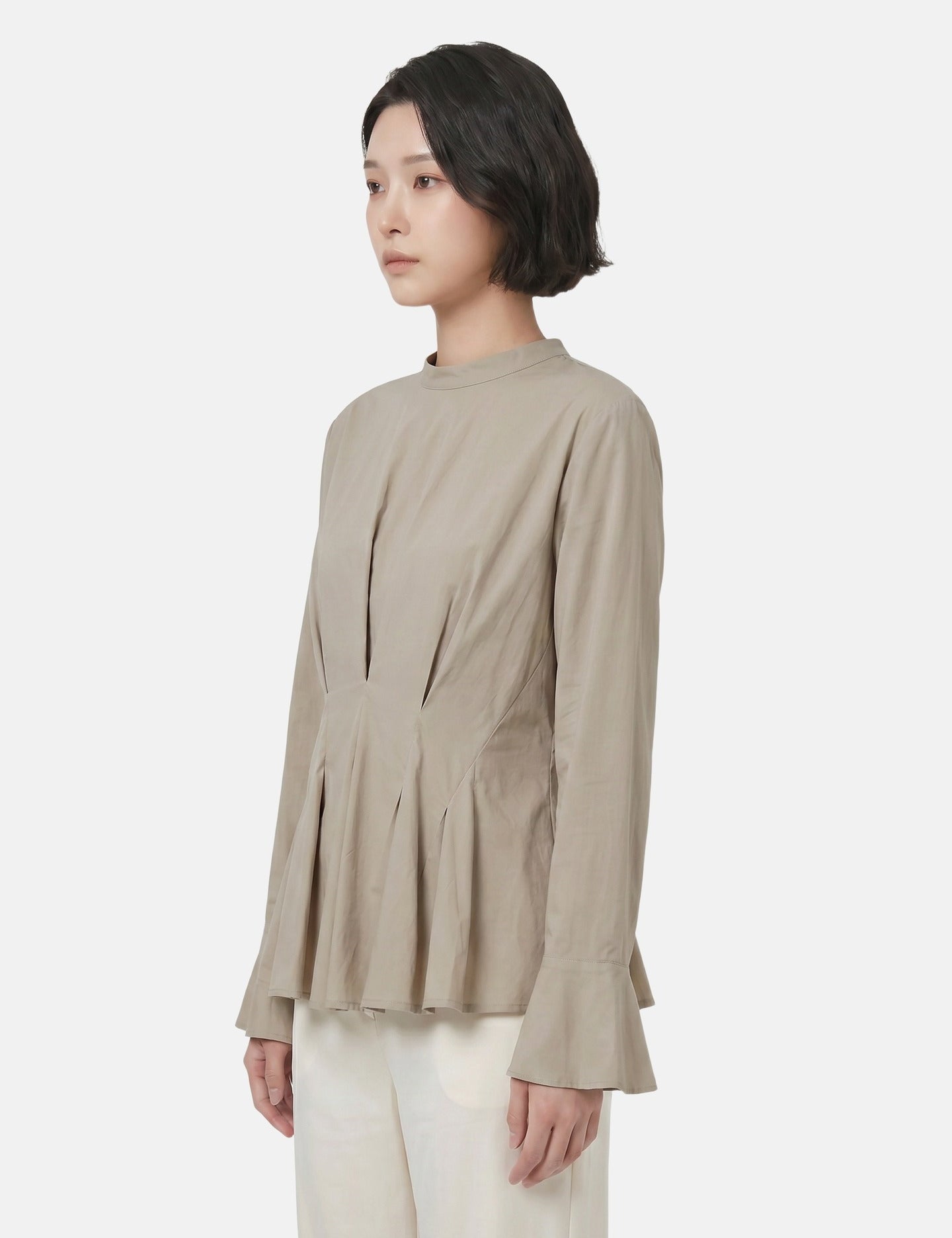 Blusa in 70% Viscosa 30% Tencel Beige Scuro