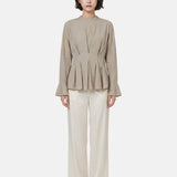 Blusa in 70% Viscosa 30% Tencel Beige Scuro