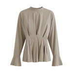 Blusa in 70% Viscosa 30% Tencel Beige Scuro