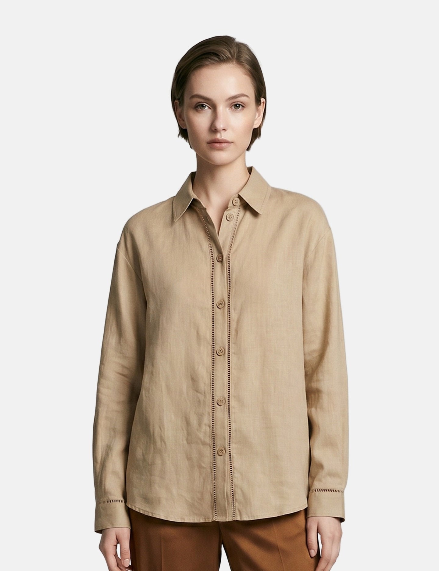 Camicia in Tencel Beige Scuro