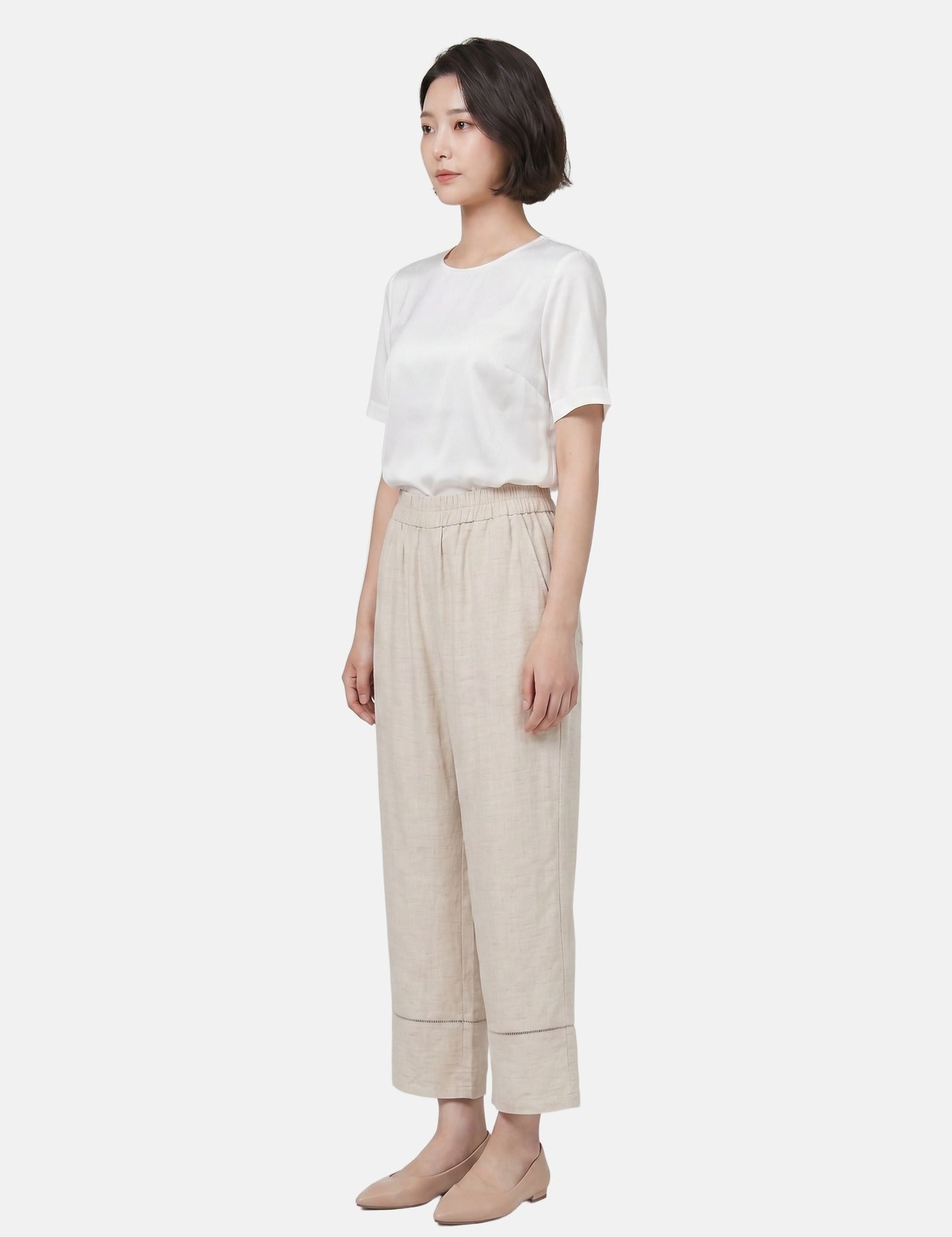 Pantaloni in Tencel Beige