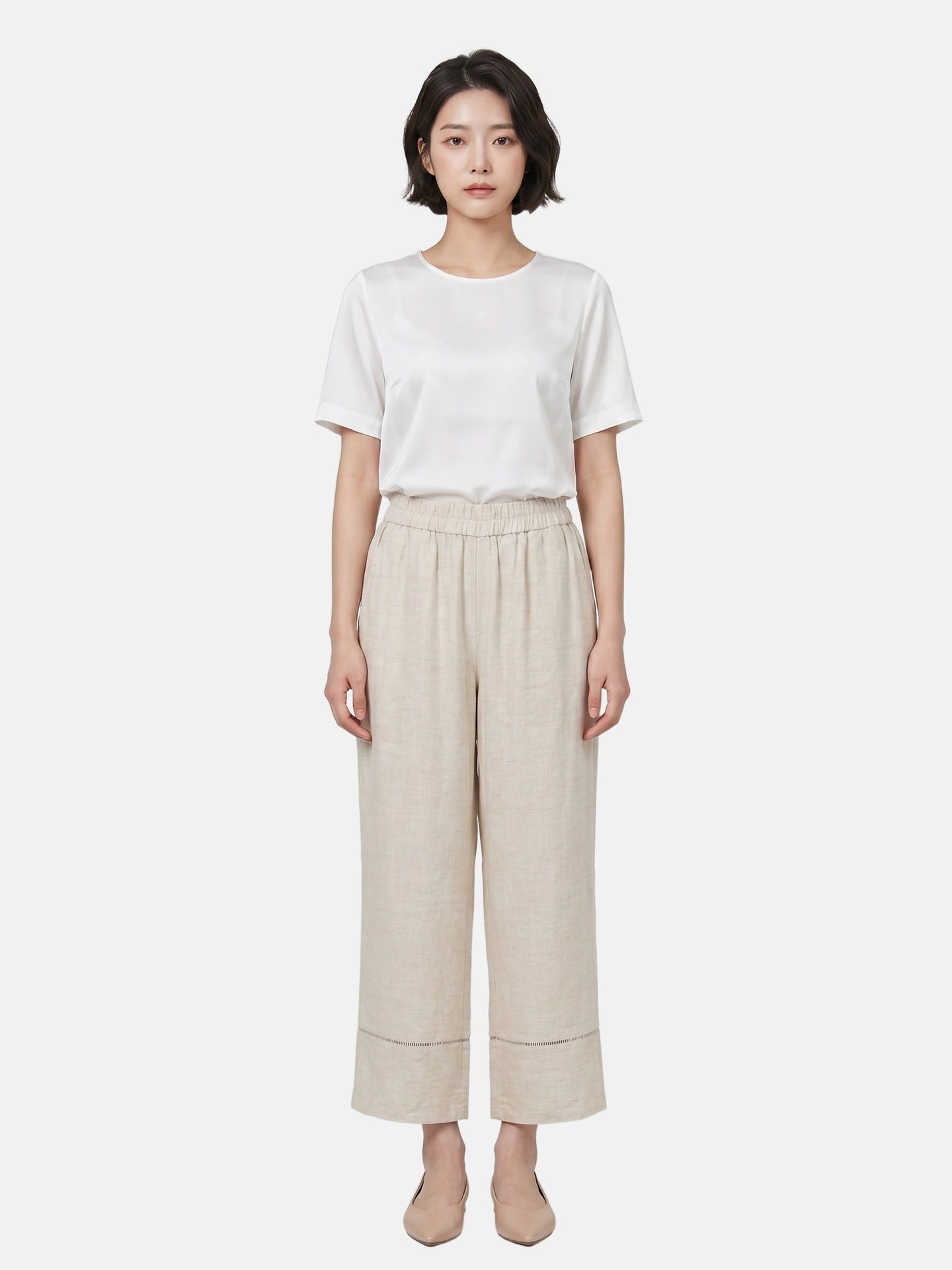 Pantaloni in Tencel Beige