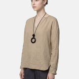 Blusa in Tencel Beige Scuro