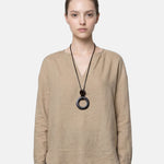 Blusa in Tencel Beige Scuro