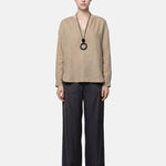 Blusa in Tencel Beige Scuro