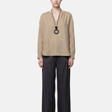 Blusa in Tencel Beige Scuro