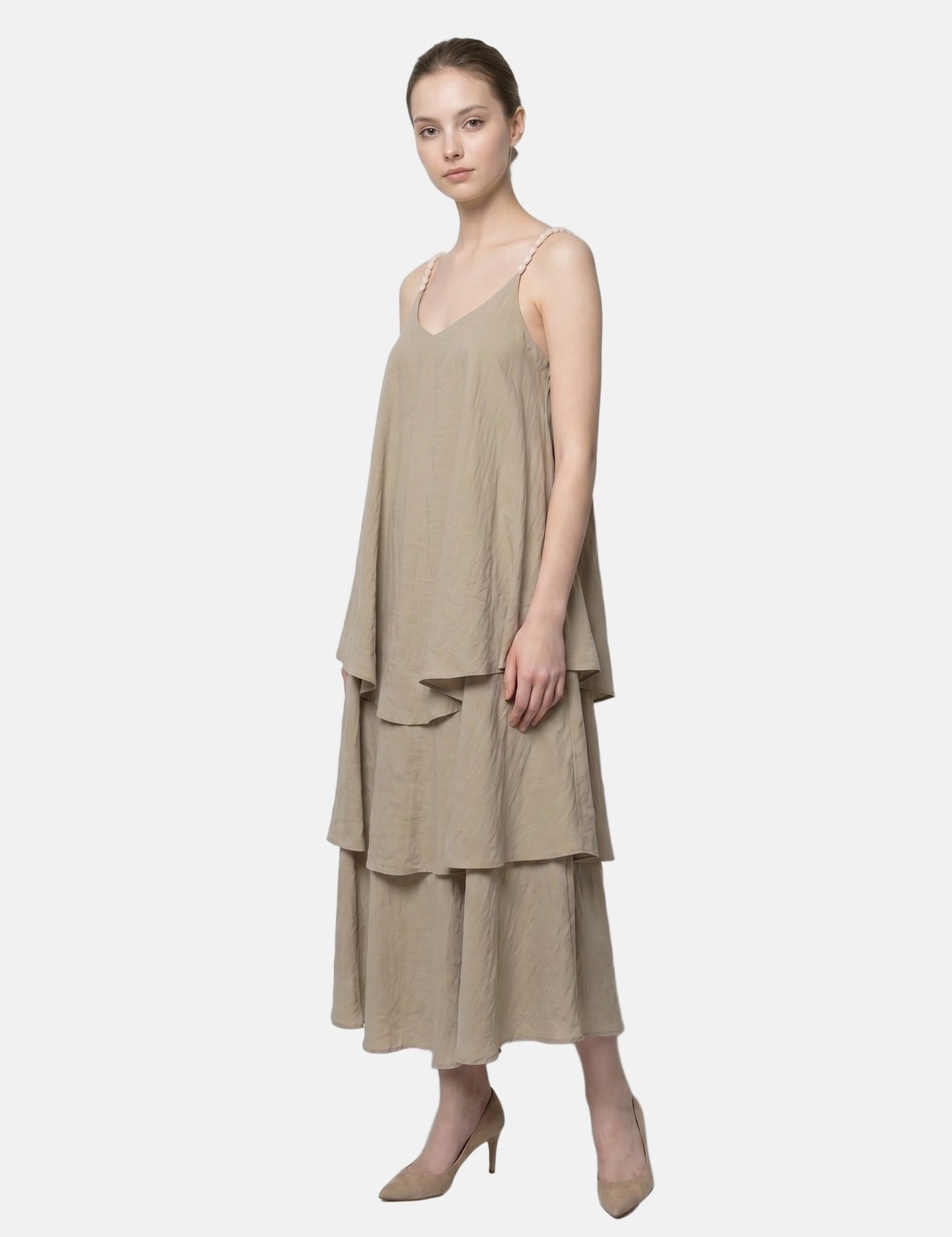Vestito in Viscosa Beige