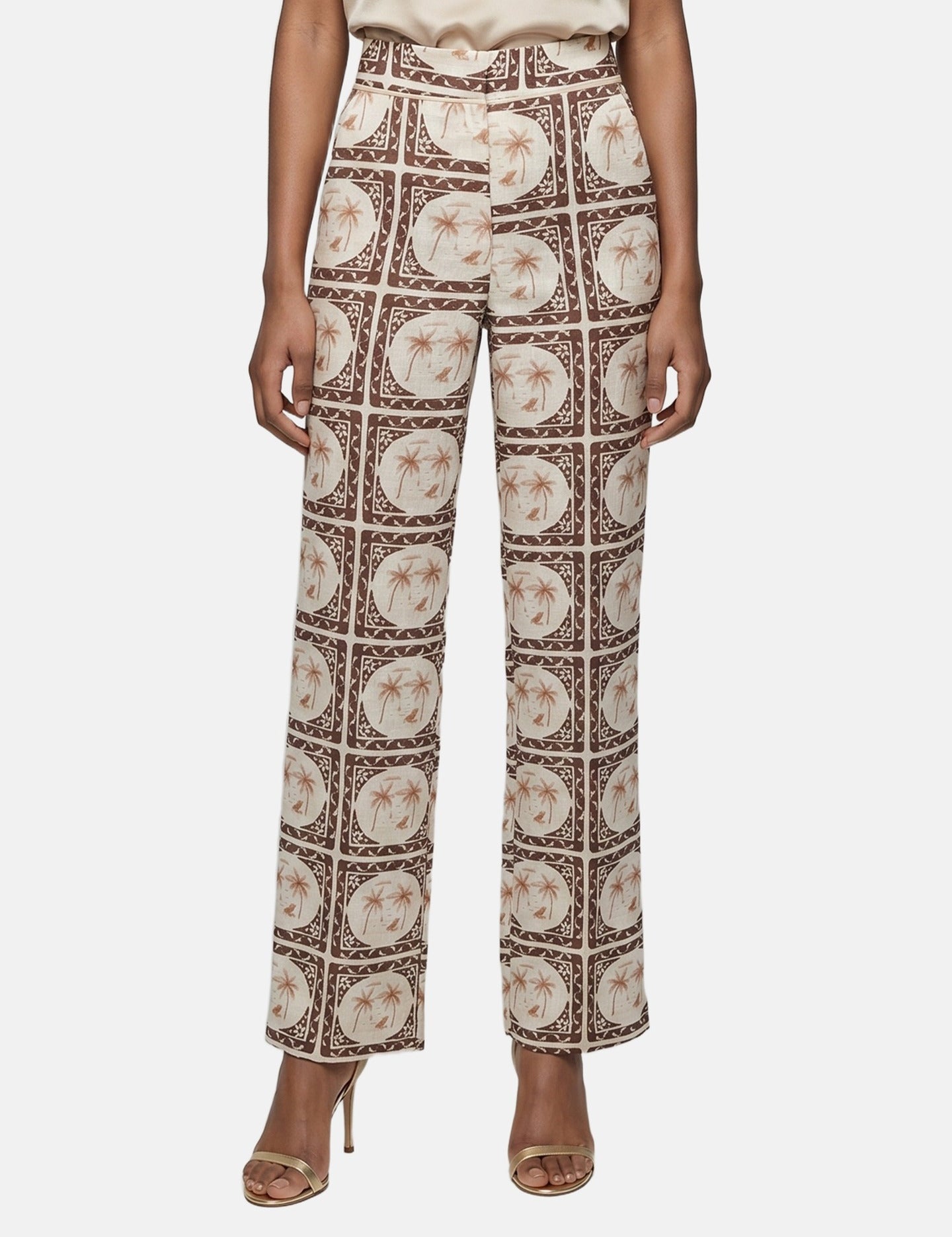 Pantaloni in Poliestere Marrone