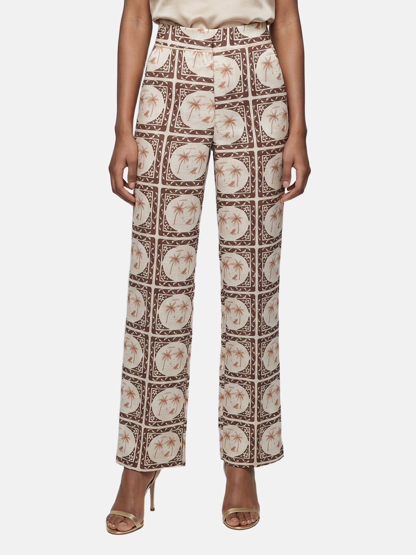 Pantaloni in Poliestere Marrone