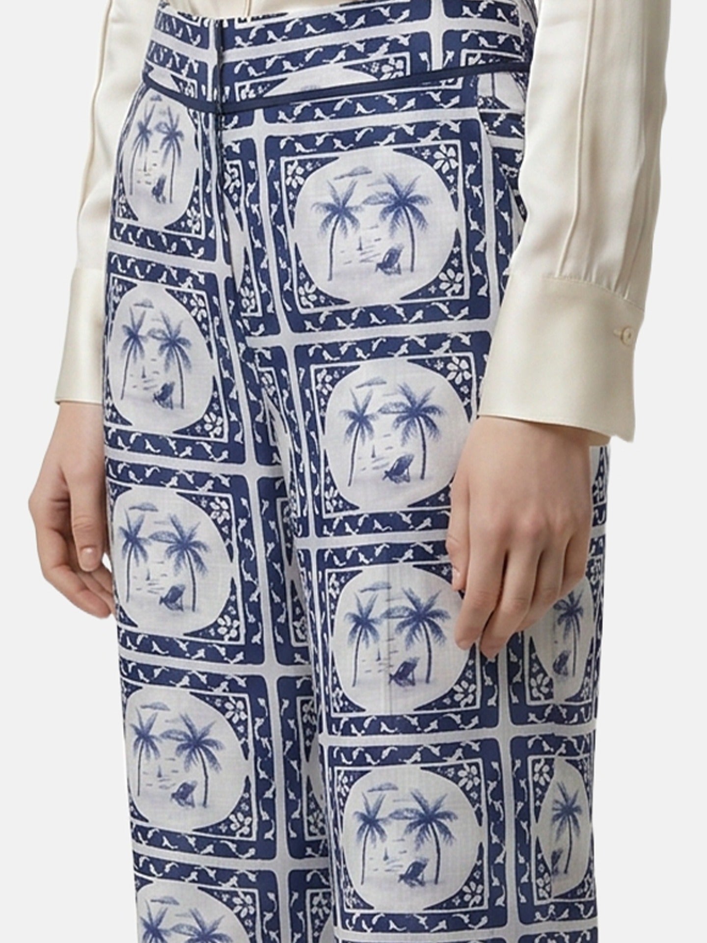 Pantaloni in Poliestere Blu Scuro