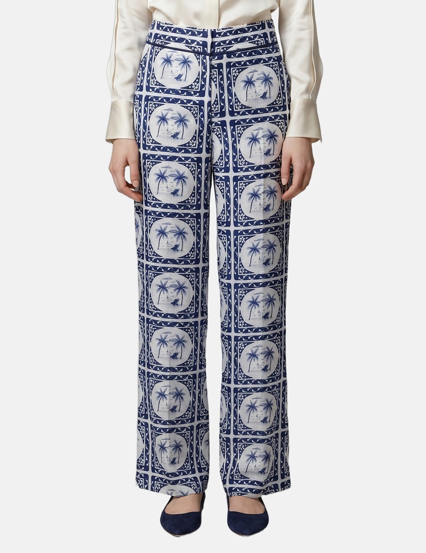 Pantaloni in Poliestere Blu Scuro