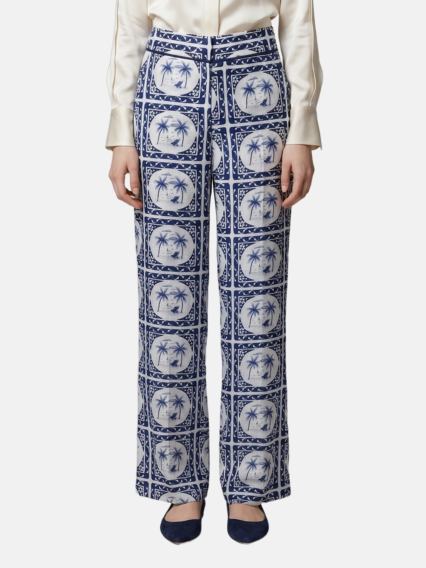 Pantaloni in Poliestere Blu Scuro