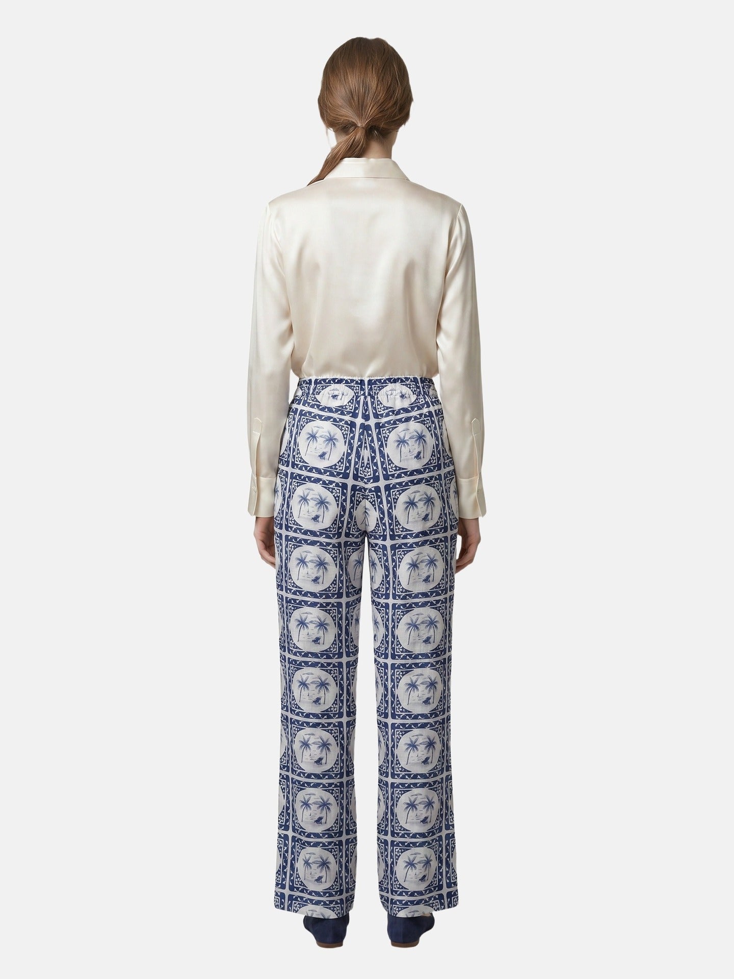 Pantaloni in Poliestere Blu Scuro