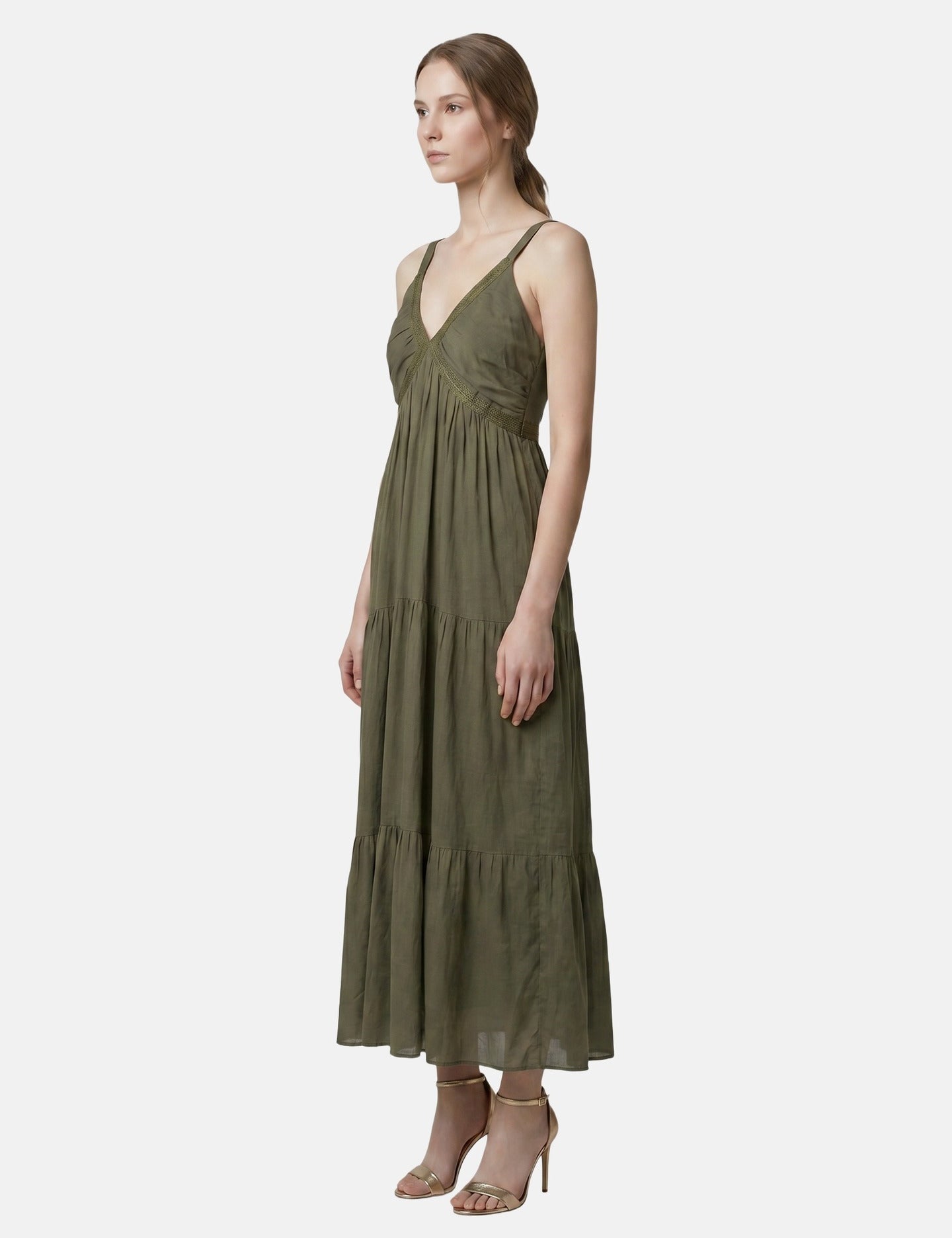 Vestito in Cotone Verde Militare