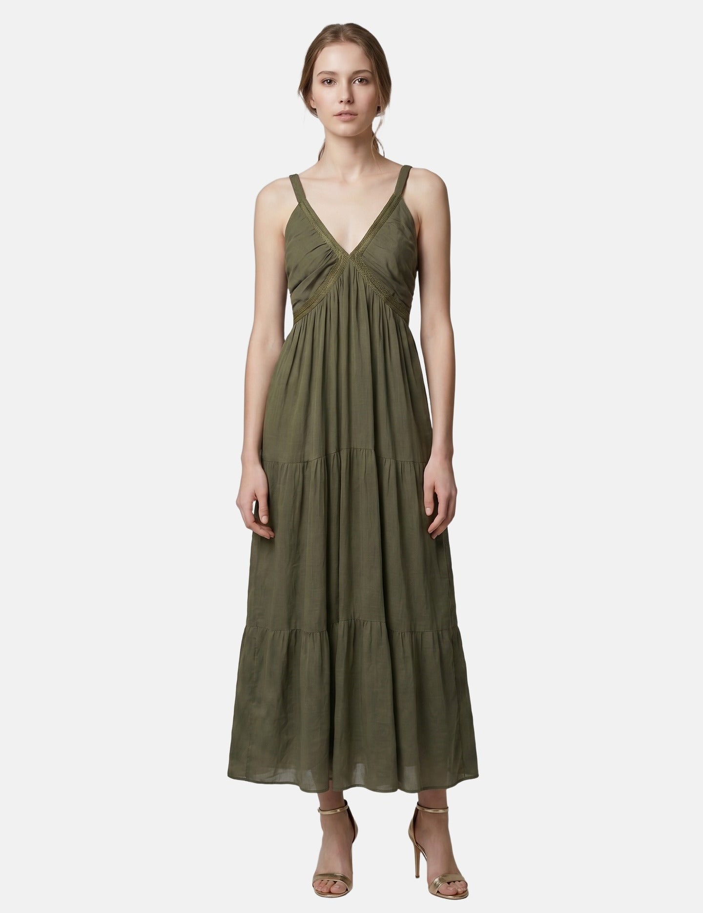 Vestito in Cotone Verde Militare