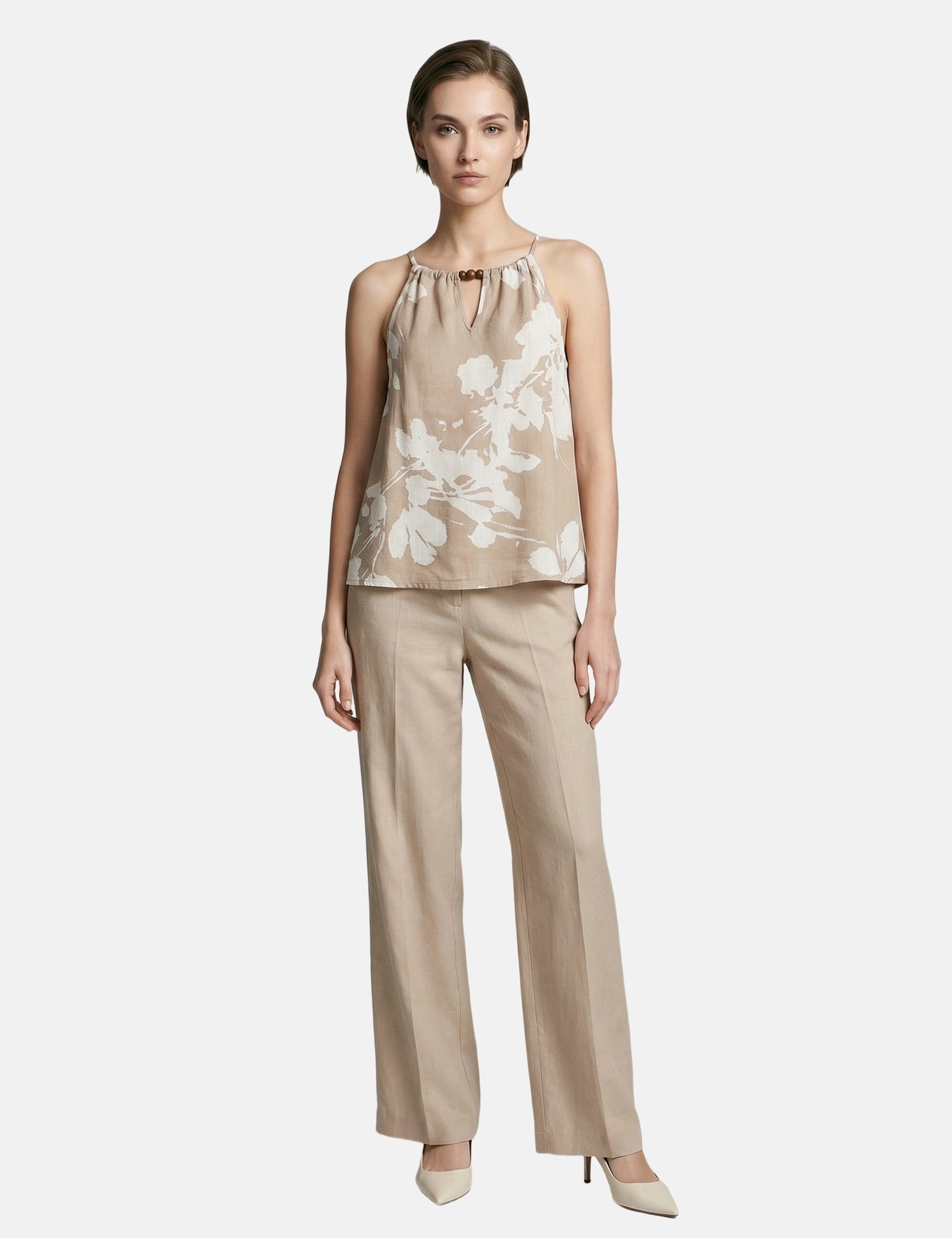 Canotta in Viscosa Beige Scuro