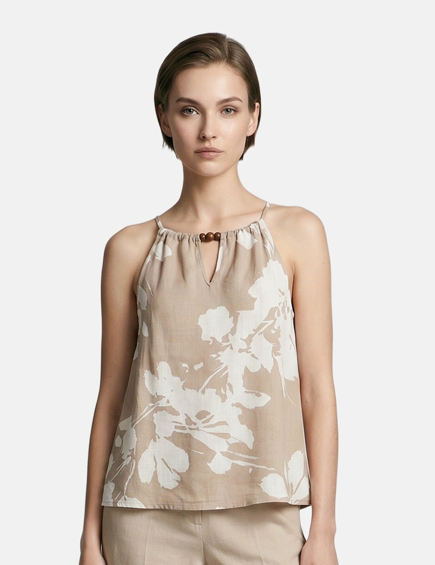 Canotta in Viscosa Beige Scuro