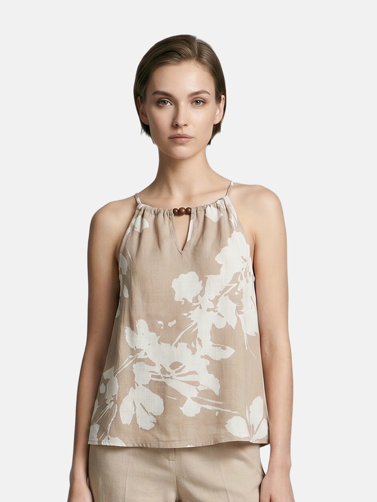 Canotta in Viscosa Beige Scuro