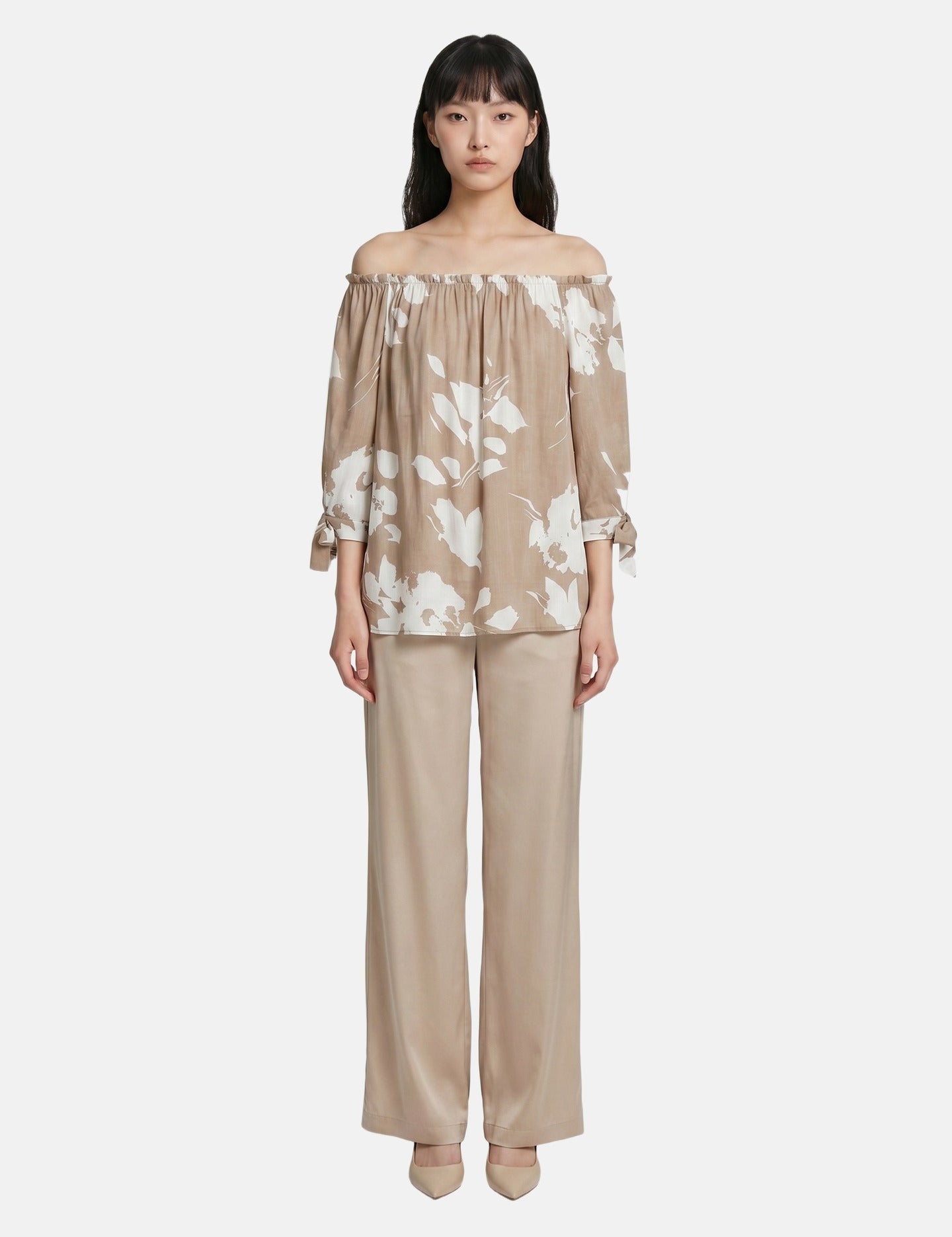 Blusa in Viscosa Beige Scuro
