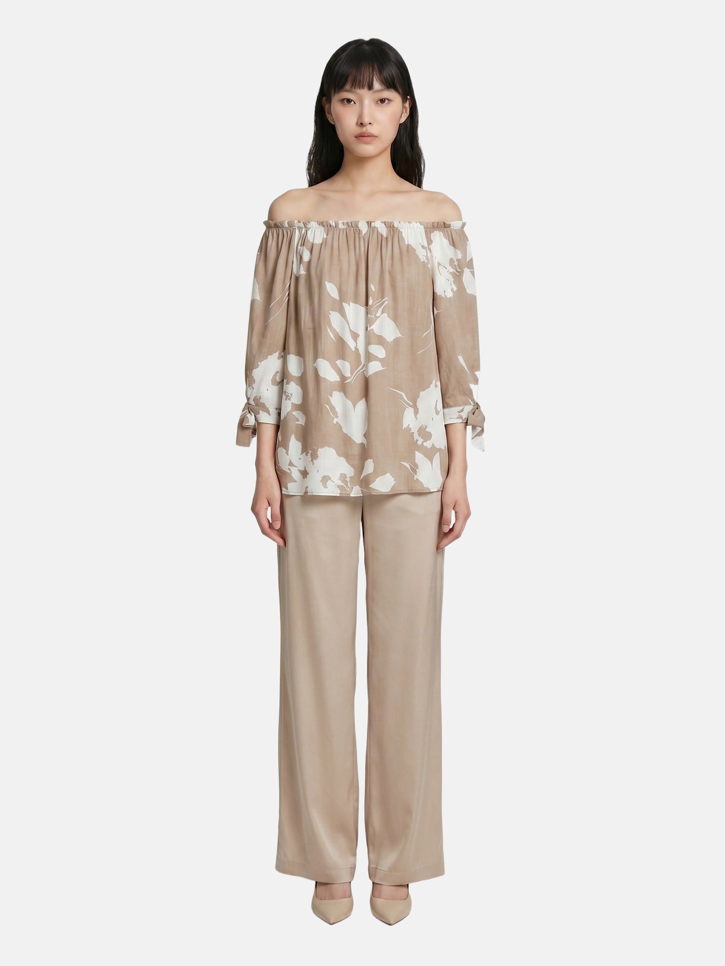 Blusa in Viscosa Beige Scuro