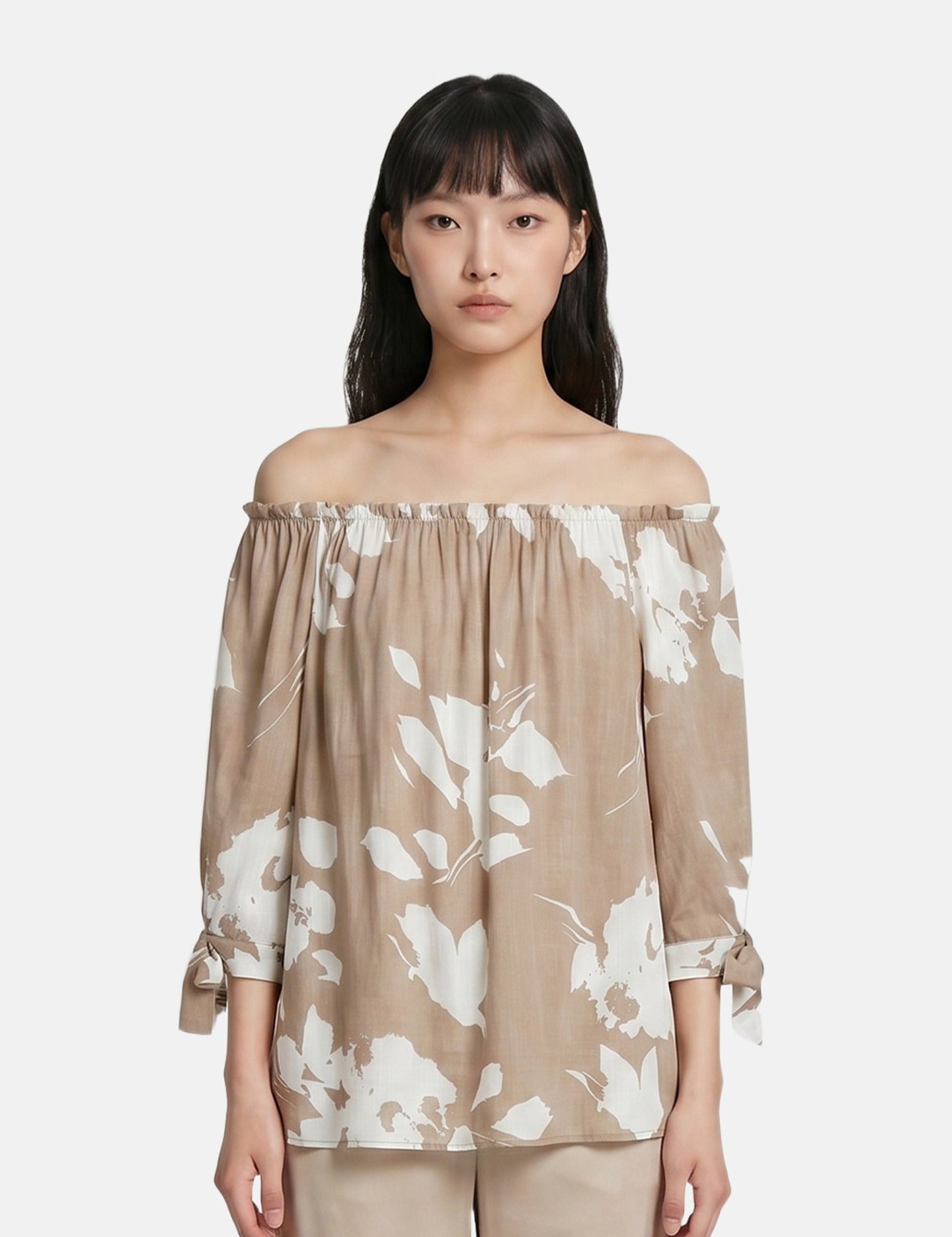 Blusa in Viscosa Beige Scuro