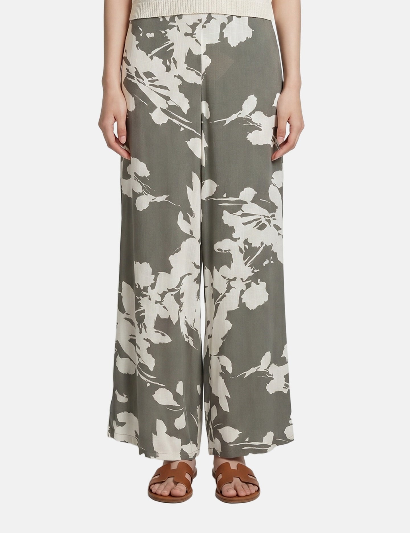 Pantaloni in Viscosa Verde Militare