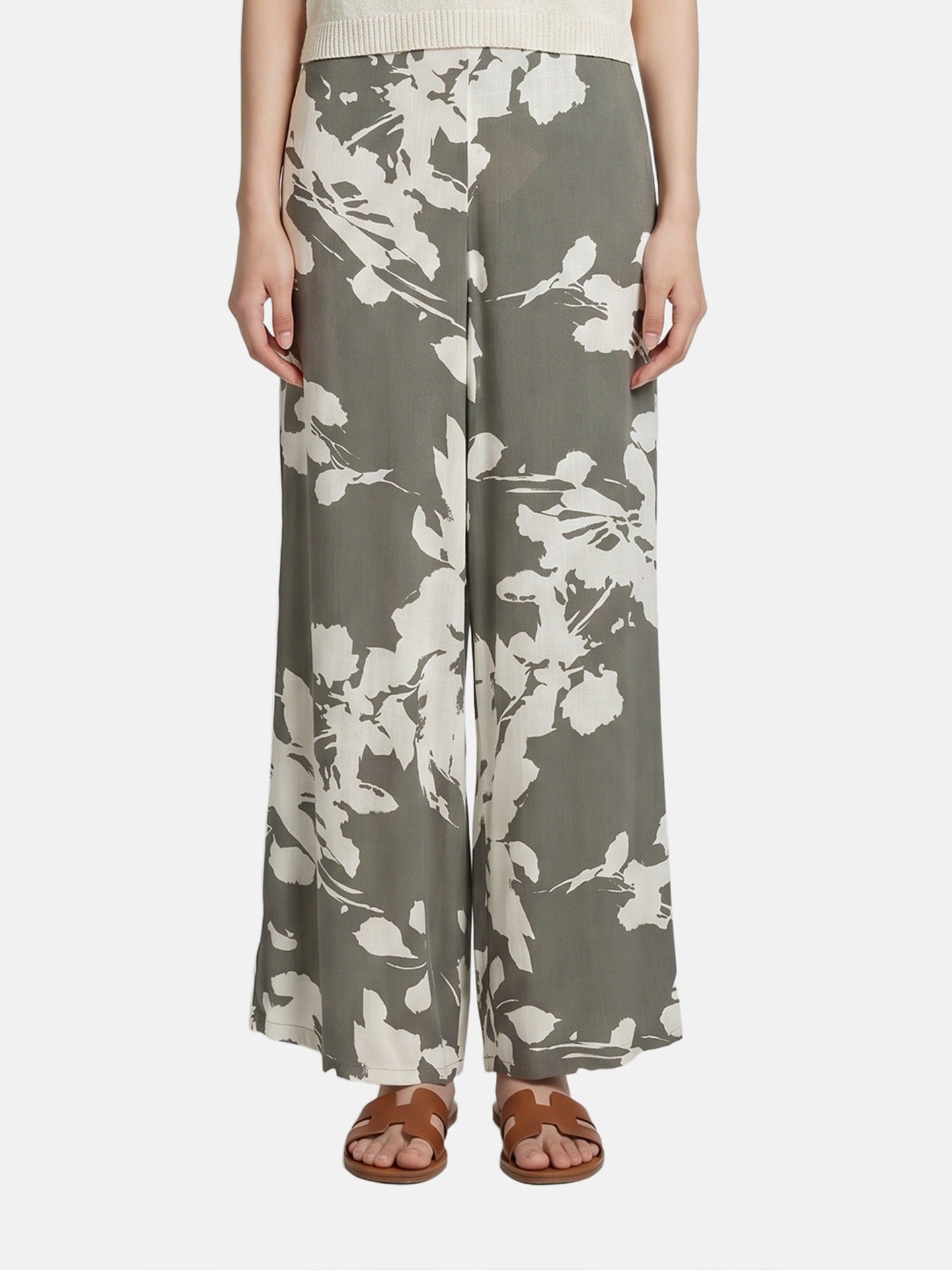 Pantaloni in Viscosa Verde Militare